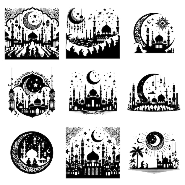 ramadan silhouette vector download