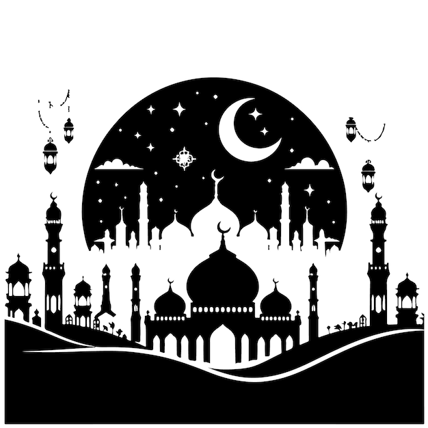 Vector ramadan silhouette vector editable upload