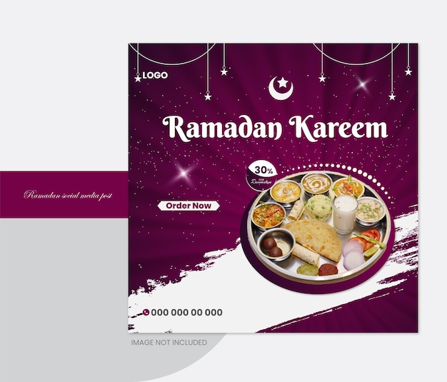 Vettore post sui social media del ramadan