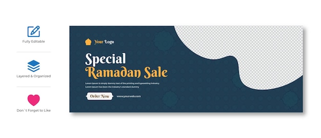 Ramadan speciaal product verkoop facebook voorbladsjabloon