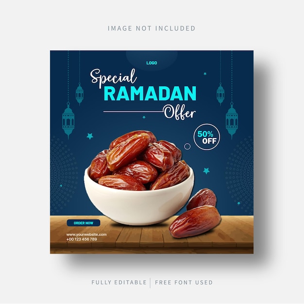Modello di post sui social media per date speciali del ramadan