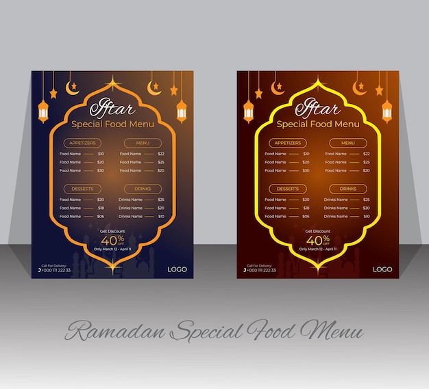 Vector ramadan special food menu design