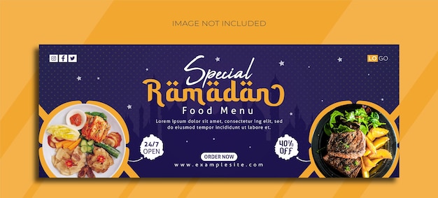 Vector ramadan special food menu facebook cover template