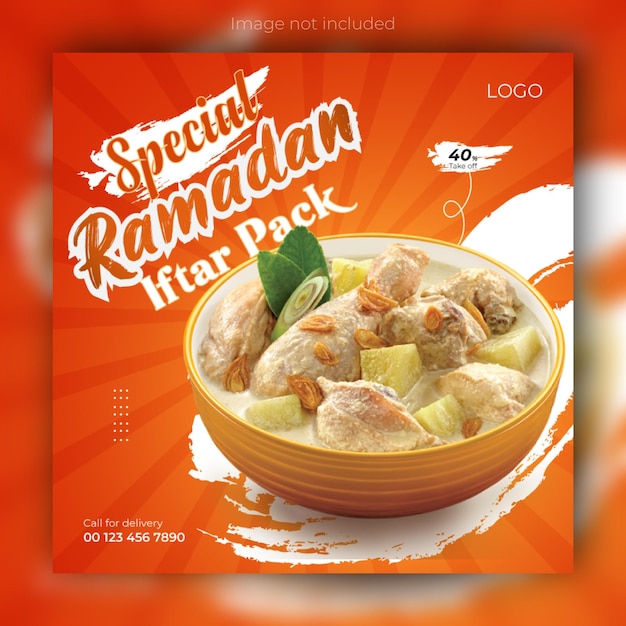 Ramadan special food menu sale social media post design template