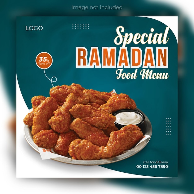 Ramadan special food menu sale social media post design template