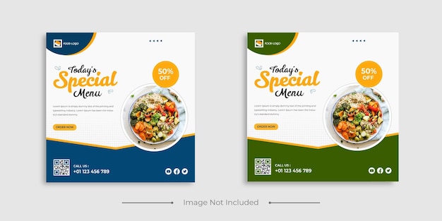 Ramadan special food menu sale social media post promotion and web banner template