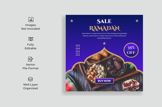 Vector ramadan special food menu sale social media post or ramadan sale promotion social media post banner