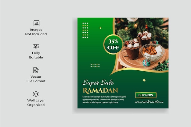 Ramadan special food menu sale social media post or Ramadan sale promotion social media post banner