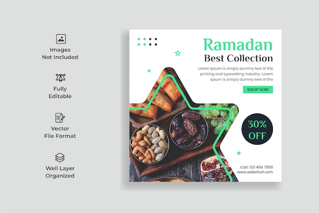 Vector ramadan special food menu sale social media post template or ramadan sale social media post