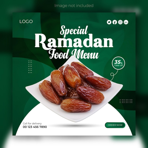 Ramadan special food menu social media post design template and web banner