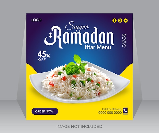 Ramadan special food menu social media post design template