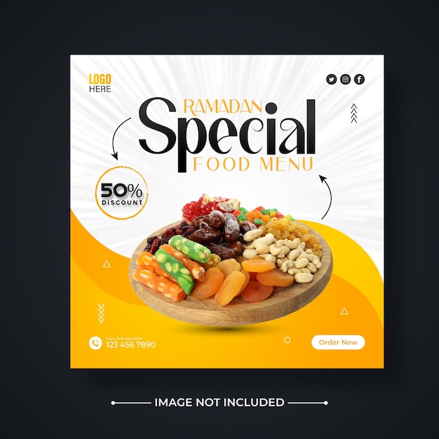 Ramadan special food menu social media post template