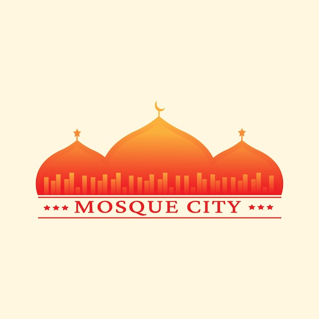 Icona del logo della città della moschea con gradiente speciale del ramadan e design dell'illustrazione