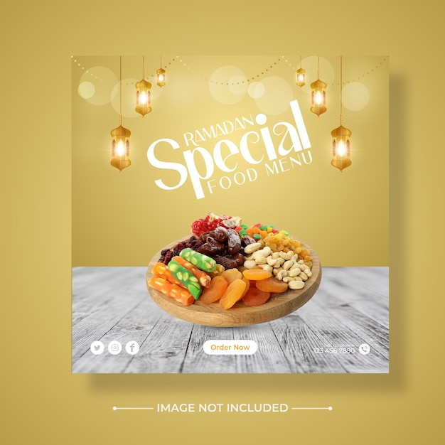 Vector ramadan special menu social media post design template