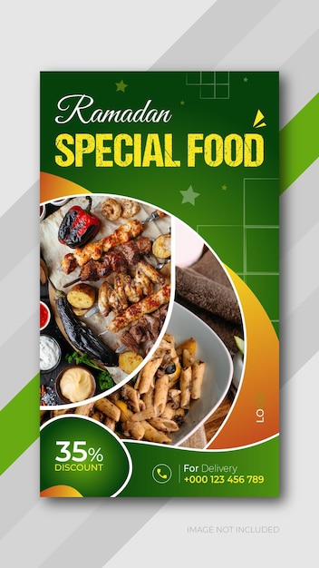 Ramadan special offer restaurant food menu instagram or facebook stories template design