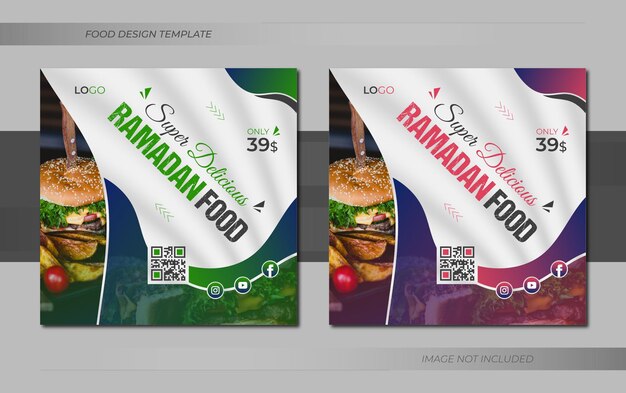 Ramadan special offer restaurant food menu social media post or instagram banner template design