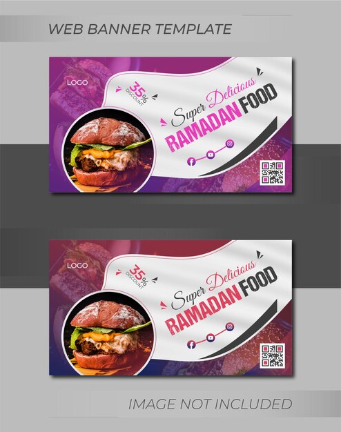 Ramadan special offer restaurant food menu website banner design template