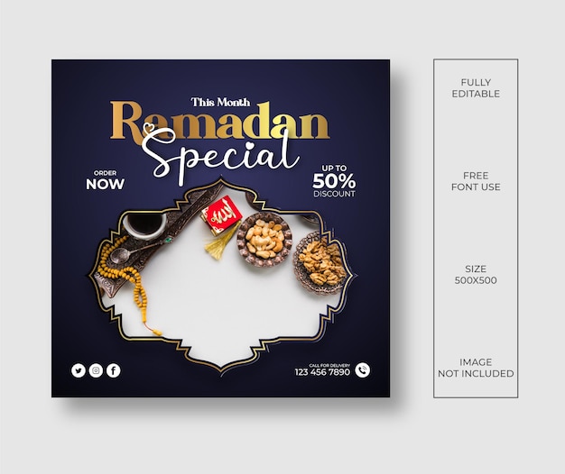 Ramadan special promotional social media post design template