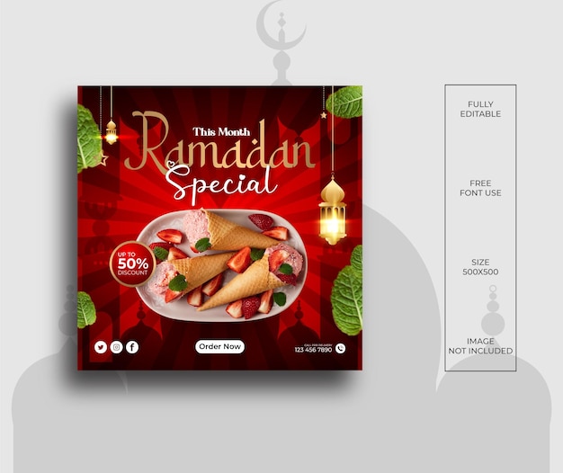 Рамадан специальный рекламный шаблон поста в социальных сетях
