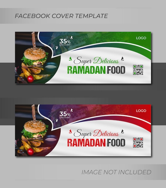 Ramadan speciale aanbieding restaurant eten menu facebook omslag of webbanner sjabloonontwerp