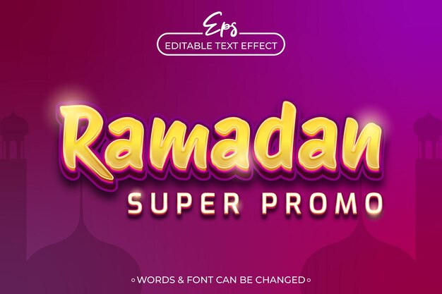 Vector ramadan super promo editable text effect template