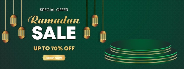 Ramadan Super Sale Web Banner Background with Podium for Display of product Ramadan Big Sale Banner