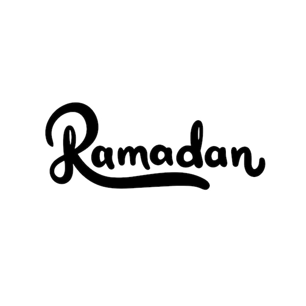 Ramadan text banner in black color Isolated handwriting inscription Ramadan Hand drawn vector art