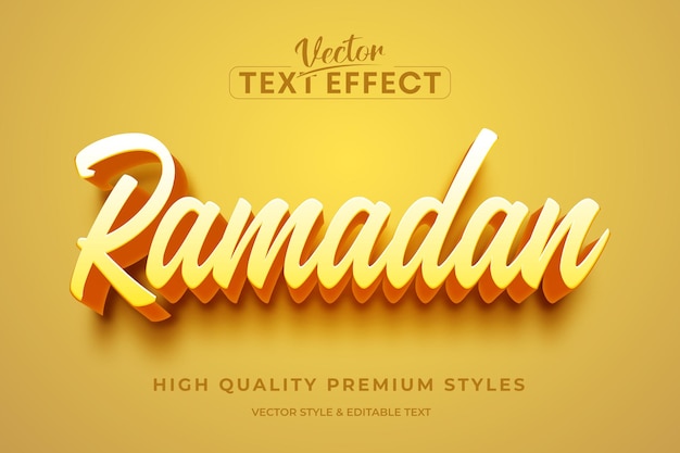 Vector ramadan text effect editable 3d gold text style