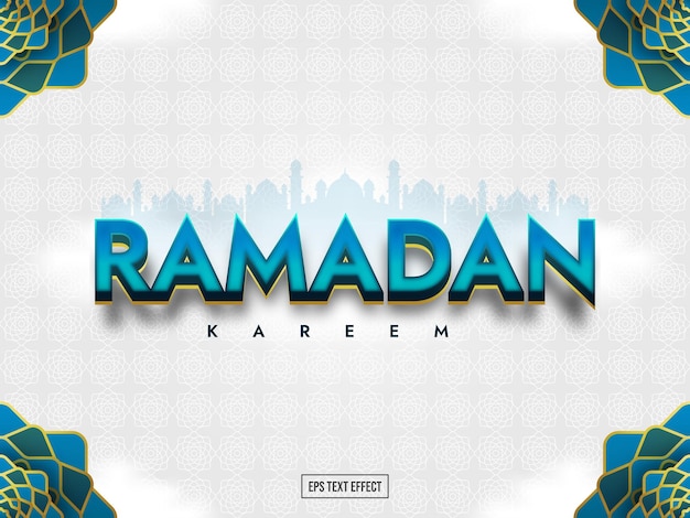 Ramadan Text Effect Editable Template with White and Green Color