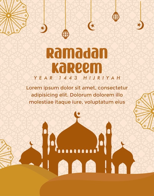 Poster a tema ramadan e modello di biglietto di auguri