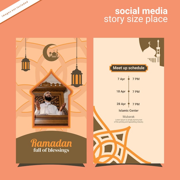 Простой премиальный шаблон для социальных сетей премиум-класса, размер рассказа о Рамадане