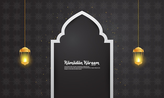 Ramadan themed background with lantern elements in black and gold perfect for Islamic themed backgrounds