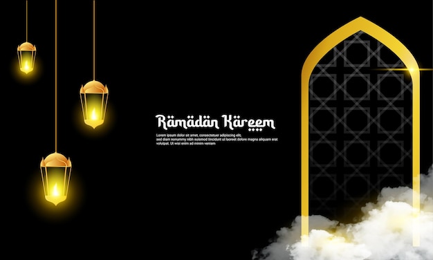 Тематический фон Рамадана с сочетанием золотого и черного идеально подходит для исламских тематических фонов.
