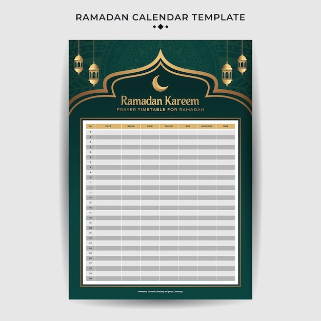 Ramadan time table iftar schedule template