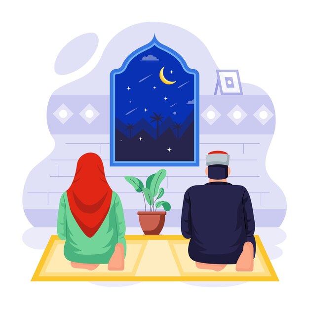 Ramadan Traditions Flat Character Illustration