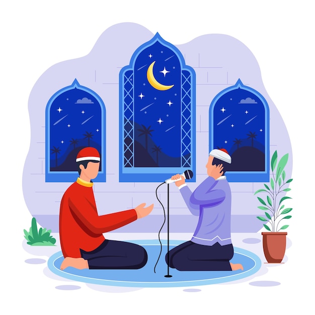 Vector ramadan traditions flat character illustration