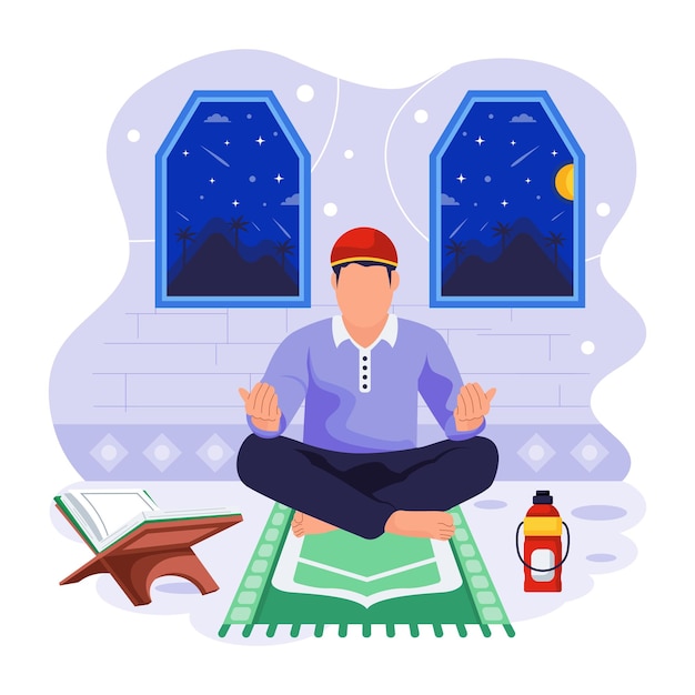 Ramadan Traditions Flat Character Illustration