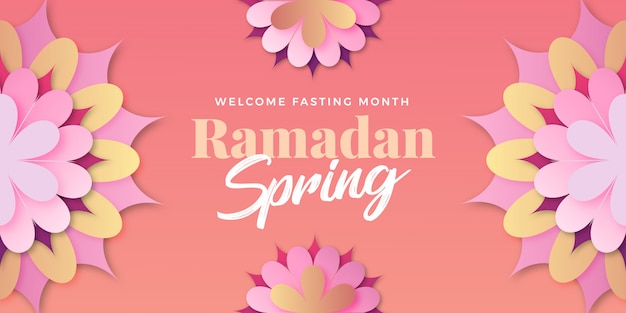 Ramadan vasten met concept lente bloem achtergrond