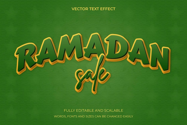 Ramadan verkoop 3d teksteffect vector ontwerp