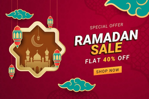 Ramadan verkoop banner sjabloon achtergrond