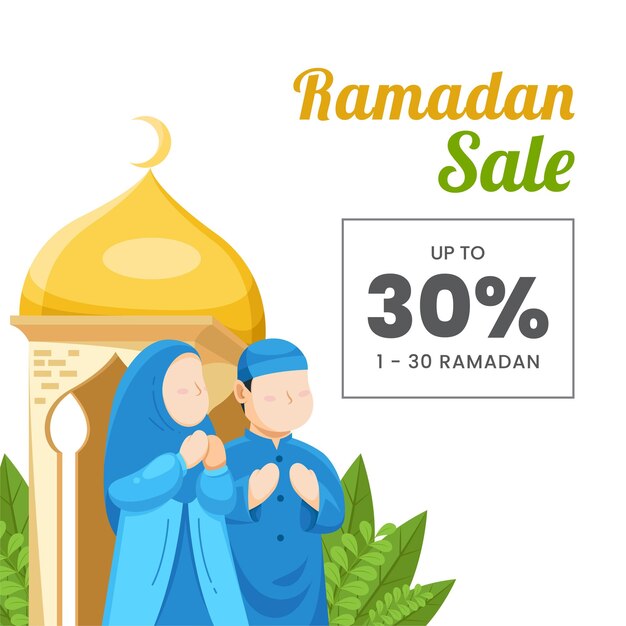 Ramadan verkoop Flat Vector islamitische begroeting ontwerp