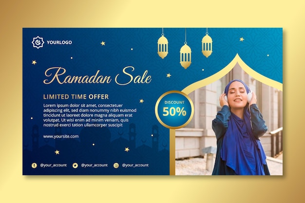 Ramadan verkoop horizontale banner sjabloon