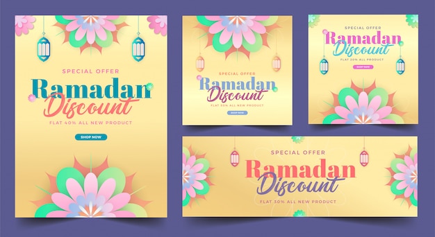 Ramadan verkoop korting banner met concept bloem lente