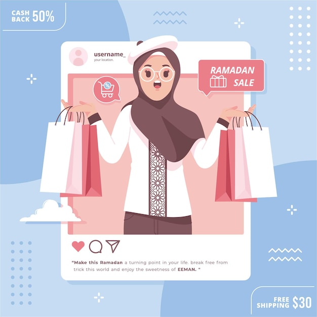 Ramadan verkoop sociale media concept illustratie