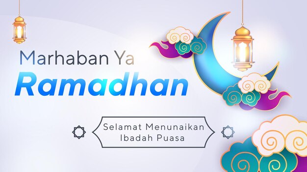 ramadan viering begroeting ontwerp, marhaban ya ramadhan. vasten aanbidding. Islamitisch sieraad.