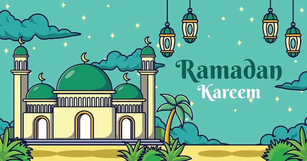 Ramadan viering horizontale banner sjabloon achtergrond