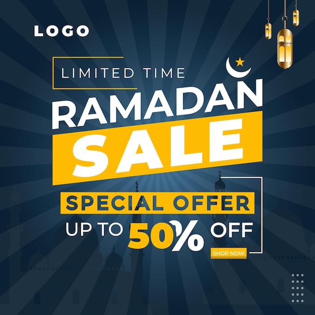 Ramadan vierkante verkoop banner social media post design