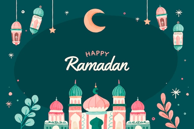 Vector ramadan watercolor cute background