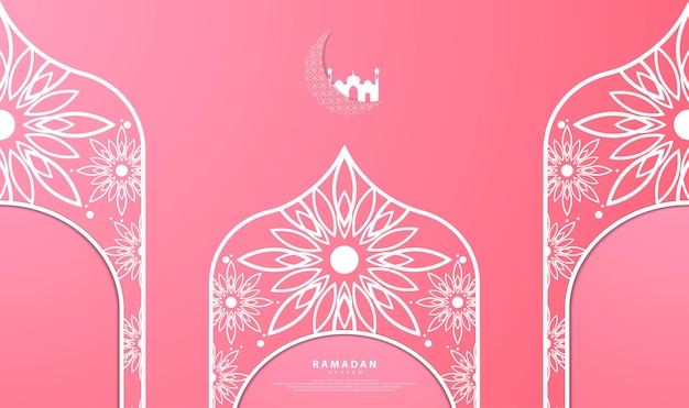 Ramadanthema-ontwerp met papier gesneden stijl er zijn elementen zoals sterren moskeeën schaduwen van gebouwen en moskeeën geschikt voor ramadan achtergronden posters banners vouchers kaarten sjablonen