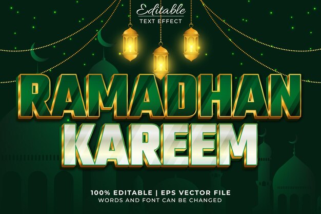 Ramadhan  3d editable text effect with green and golden colors